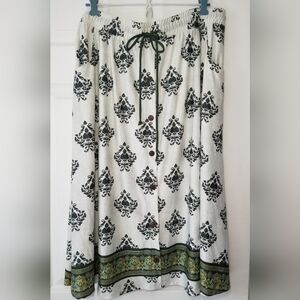 Lularoe XL Marsha Button Up Midi Skirt  Elastic Waist Pockets Draw String Tie